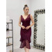 Sequin Fabric Knitted Detailed Flounce Dress Claret Red