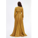 Saffron Foil Bolero Slit Long Evening Dress