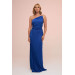 Saks Plisoley Long Evening Dress With Stone Slit On The Side