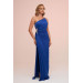 Saks Plisoley Long Evening Dress With Stone Slit On The Side