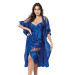 Saks Long Double Satin Dressing Gown Nightgown Set
