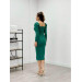 Scuba Fabric Slit Detailed Dress Emerald Green