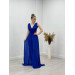 Chiffon Crepe Fabric Jumpsuit Dress Saks Blue
