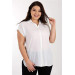 Stone Embroidered Low Sleeve Powder Plus Size Shirt