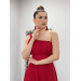One Shoulder Glitter Tulle Dress Red