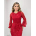 Tulle Sequin Design Dress Red