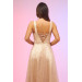 Mink Back Tied Glitter Tulle Midi Engagement Dress