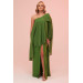 فستان نسائي شيفون مقاس كبير أخضر