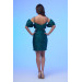 Emerald Strap Pleated Short Satin Evening Dress