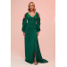 Long Venezia Evening Dress With Emerald Sleeve Detail And Slit