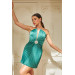 Emerald Plisoley Strapless Short Evening Dress
