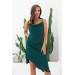Emerald Satin Strapless Neckline Short Evening Dress