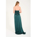 Emerald Slit Satin Evening Cat Ear Dress