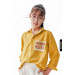 Polo Collar, Single Pocket, Gathered Sleeve Girl Shirt, Age 8, 14