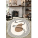 Cream Colored Black Geometric Line Bubble Patterned Oval Living Room And Runner Carpet
