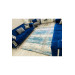 Blue And White Striped Velvet Turkish Carpet Cover