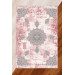 Silky Pink Rug Cover With Gray Motifs