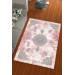 Silky Pink Rug Cover With Gray Motifs