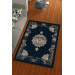 Silk Velvet Navy Blue Color Ottoman Pattern Elastic Carpet Cover