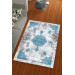 Silk Velvet Blue Gray Colored Sultan Pattern Elastic Carpet Cover