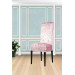 Light Pink Velor Dining Table Chair Cover