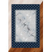 Silky Navy Blue Carpet Cover With Marble Pattern