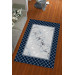 Silky Navy Blue Carpet Cover With Marble Pattern