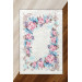 Stain Resistant Blue Pink Non Slip Base Flower Border Pattern Carpet