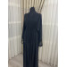 Womens Black Abaya With Tulle Sleeves, Standard Size