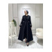 Womens Black Abaya Decorated With Pearls, Size 38