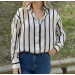 Womens White Striped Satin Shirt, Size 36