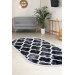 Decorative Digital Fringed Oval Cut Carpet Rug Antiallergic Black Pattern