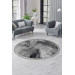Deluxe Carpet Anthracite Fringed Leather Base Round Carpet