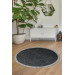 Anthracite Fringed Digital Round Carpet Non Slip Washable Entrance Living Room Carpet