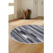 Gray Fringeless Digital Round Carpet Non Slip Washable