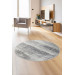 Gray Fringeless Digital Round Carpet Non Slip Washable Kitchen Living Room Carpet