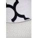 Spade White Fringeless Digital Printed Round Washable Carpet 100X100