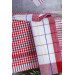 Set Of 4 German Napkins 50X70 Cm Cotton Checkered Red