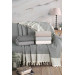 Star Bordered Gray Sofa Cover 180X210 Cotton