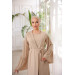 Ruffled Two Suit Abaya Beige