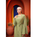 Ruffled Two Suit Abaya Pistic Green