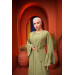 Ruffled Two Suit Abaya Pistic Green