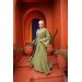 Ruffled Two Suit Abaya Pistic Green