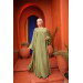 Ruffled Two Suit Abaya Pistic Green