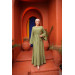 Ruffled Two Suit Abaya Pistic Green