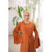 Ruffled Two Suit Abaya Orange