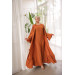 Ruffled Two Suit Abaya Orange