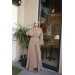 Ruffled Two Suit Abaya Mink