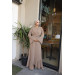 Ruffled Two Suit Abaya Mink