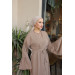 Ruffled Two Suit Abaya Mink